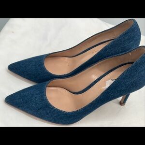 GIANVITO ROSSI Women's High Stiletto Heels Pointed Toe "85" Blue Denim Pumps ~37